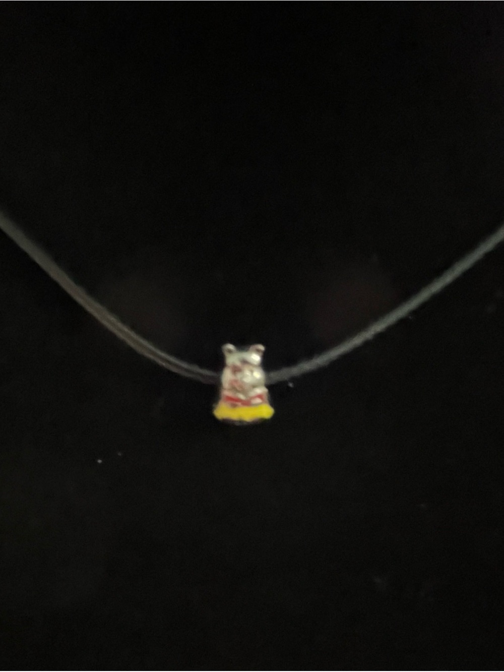 Cute 925  Silver Winnie the PoohBear charm Necklace with Red and Yellow Enamel